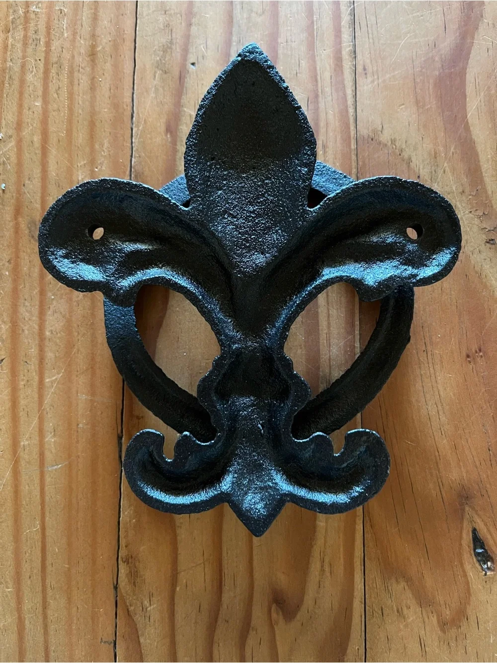 Black Cast Iron Door Knocker Fleur-de-Lis
